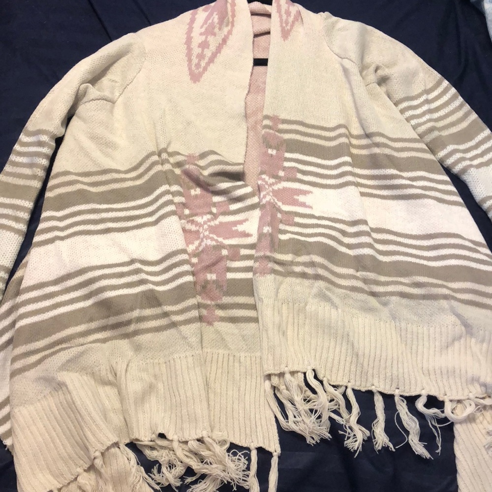 Beige and Maroon Charlotte Russe Cardigan